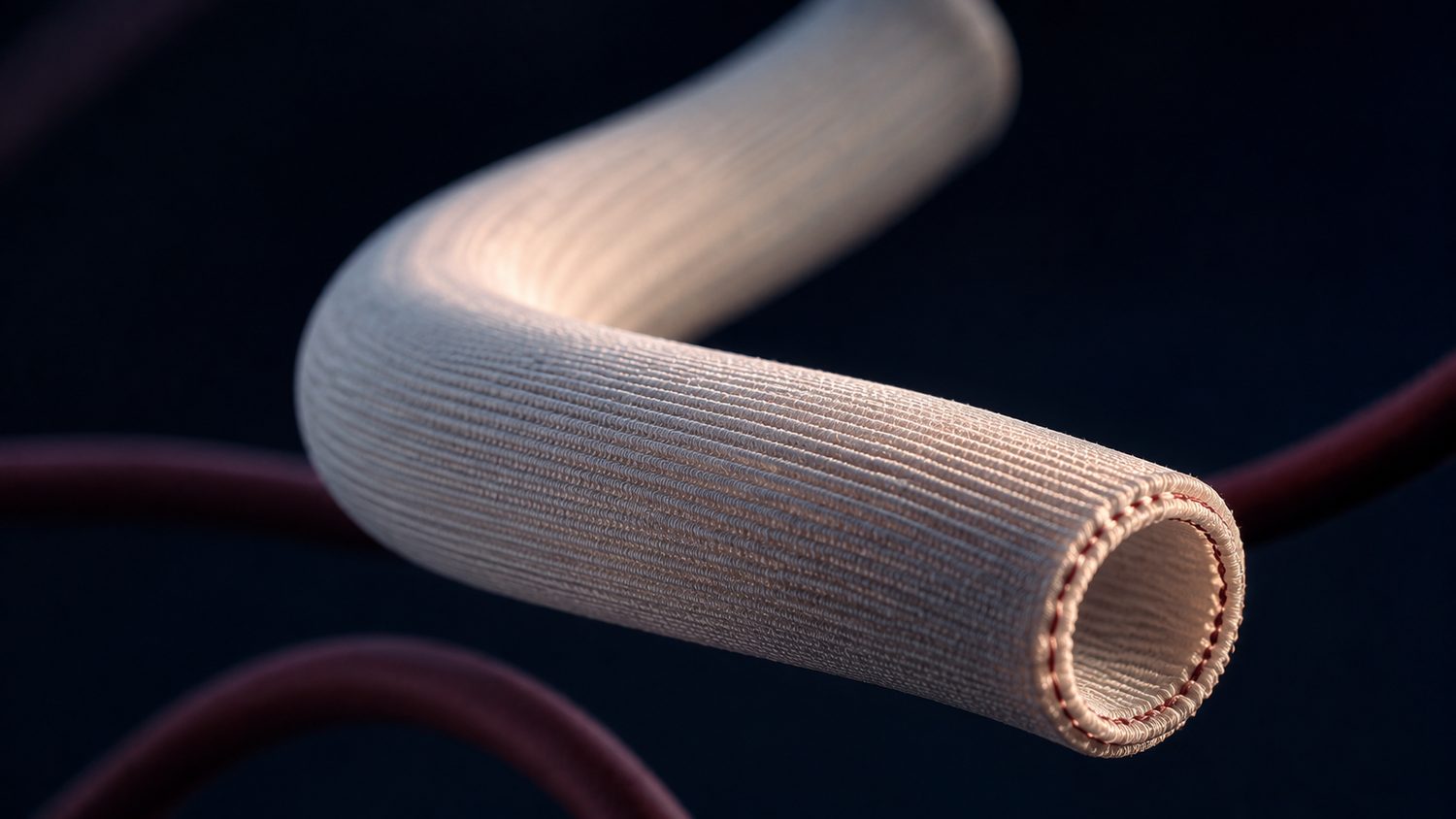 Woven vascular graft used to replace a diseased section of the aorta